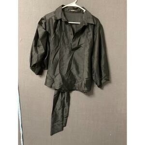 Amitie Black Polyester Blouse Lightweight Long Sleeve Size S Romantic Dark Goth